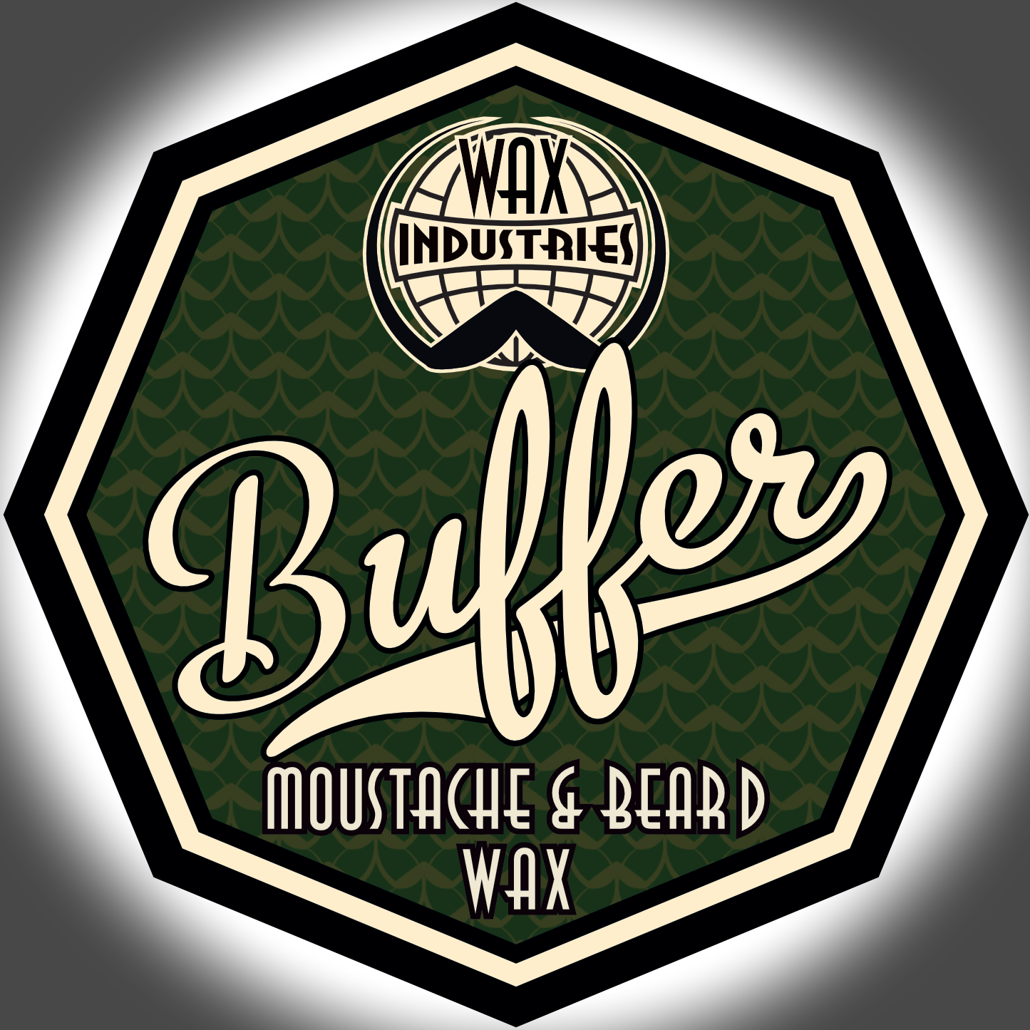 Buffer moustache wax label design