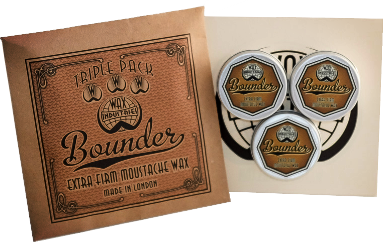 Bounder extra firm moustache wax triple pack